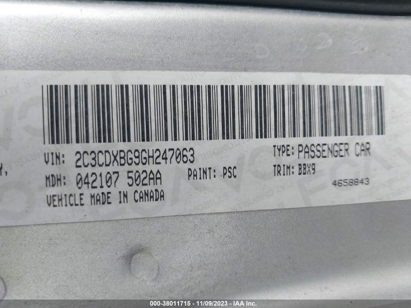 2016 DODGE CHARGER SE - 2C3CDXBG9GH247063