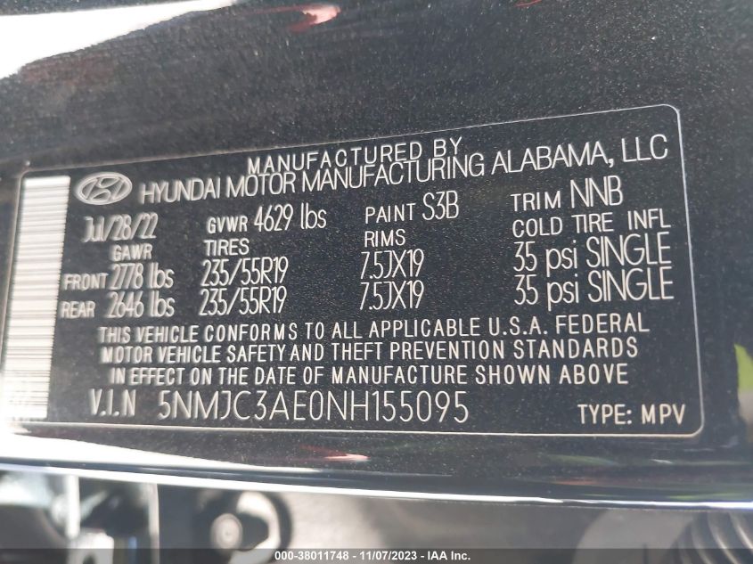 2022 HYUNDAI TUCSON SEL - 5NMJC3AE0NH155095