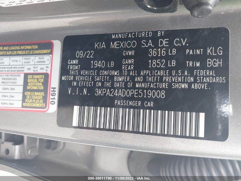 2023 KIA RIO X LINE - 3KP824AD0PE519008