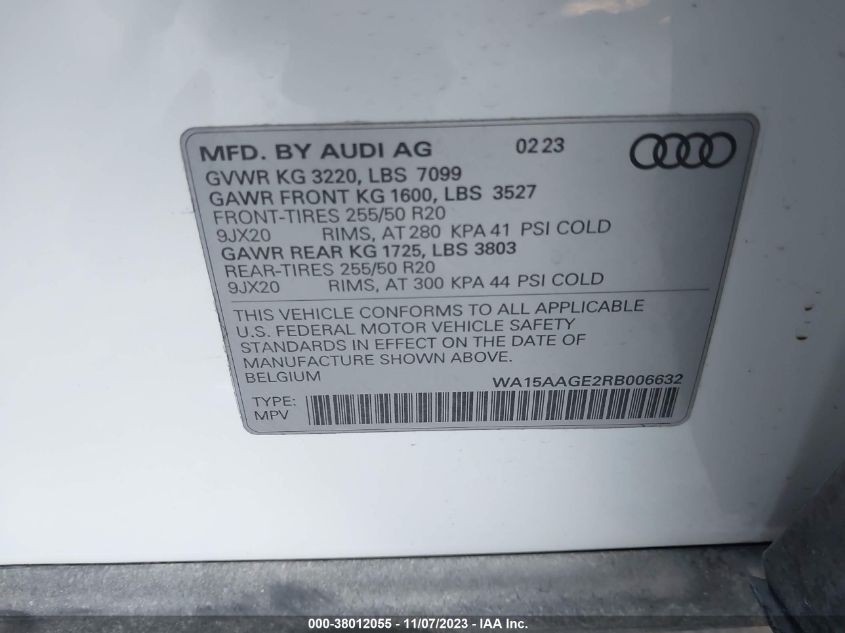 2024 AUDI Q8 E-TRON PREMIUM PLUS QUATTRO - WA15AAGE2RB006632