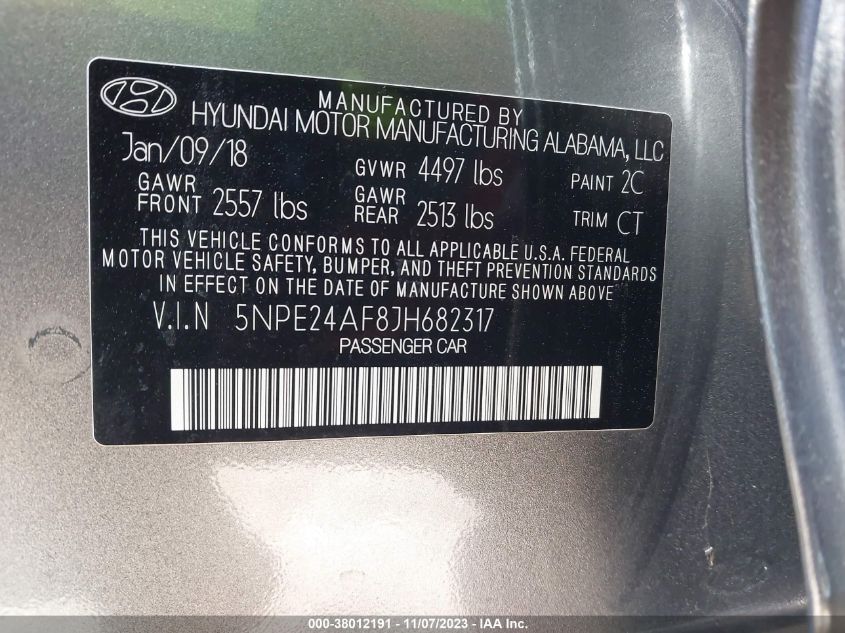 2018 HYUNDAI SONATA SE - 5NPE24AF8JH682317