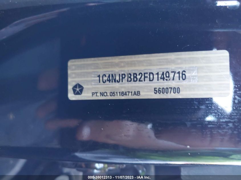 2015 JEEP PATRIOT SPORT - 1C4NJPBB2FD149716