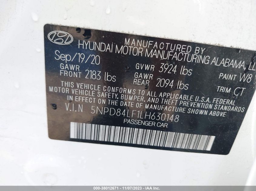 2020 HYUNDAI ELANTRA SEL - 5NPD84LF1LH630148