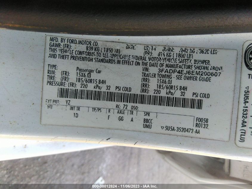 2014 FORD FIESTA SE - 3FADP4EJ6EM200607