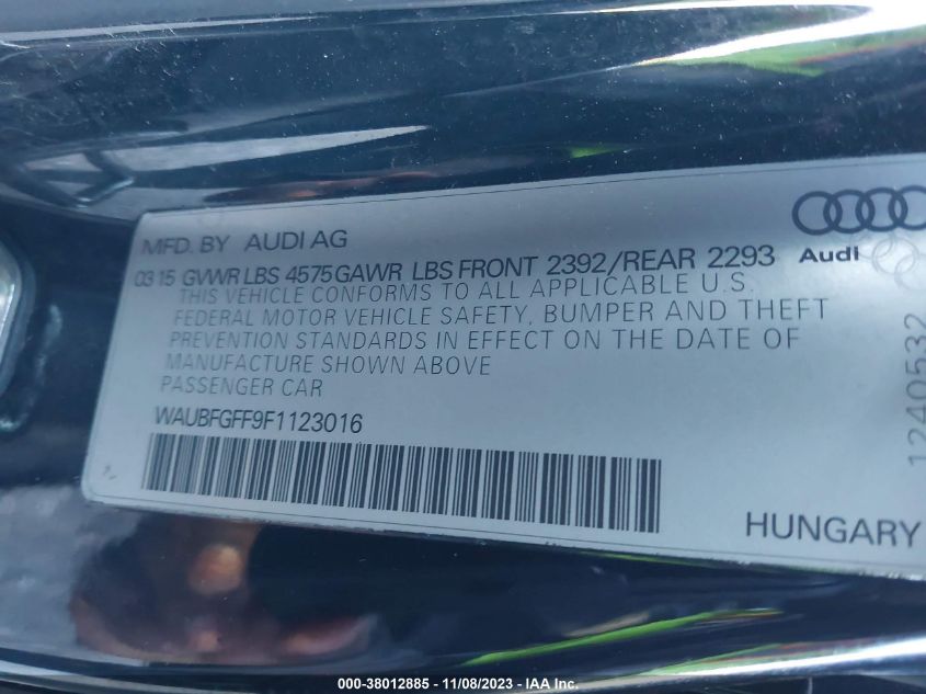 2015 AUDI S3/A3 2.0T PREMIUM - WAUBFGFF9F1123016