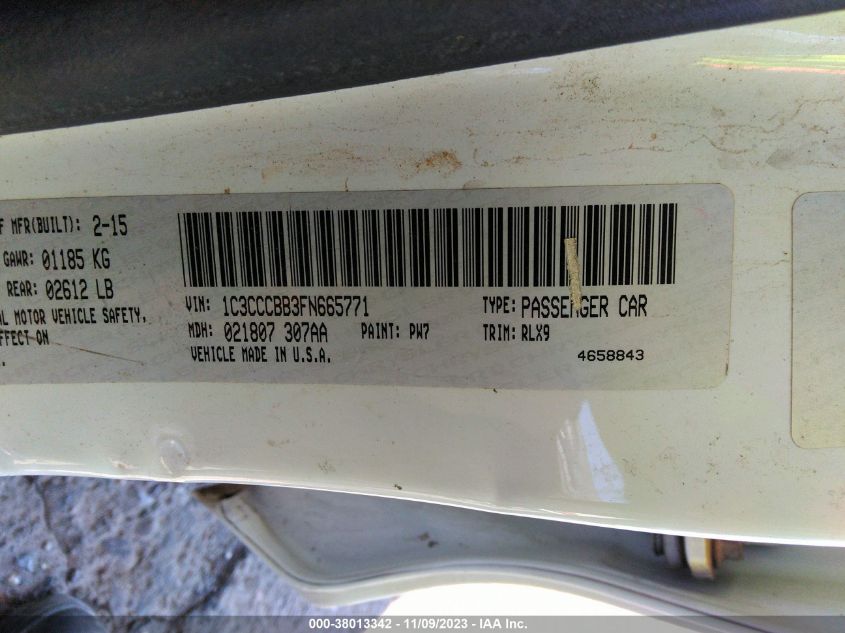 2015 CHRYSLER 200 S - 1C3CCCBB3FN665771