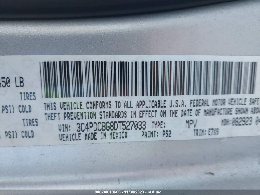 2013 DODGE JOURNEY SXT - 3C4PDCBG8DT527033