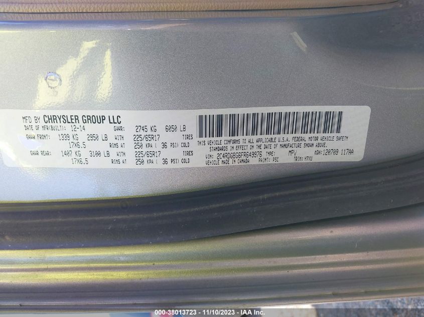 2015 DODGE GRAND CARAVAN AVP/SE - 2C4RDGBG6FR649976