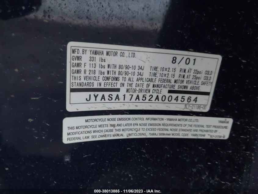 2002 YAMAHA YJ50 JYASA17A52A004564