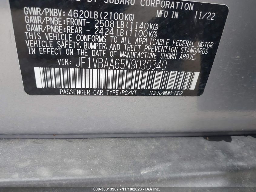 2022 SUBARU WRX - JF1VBAA65N9030340