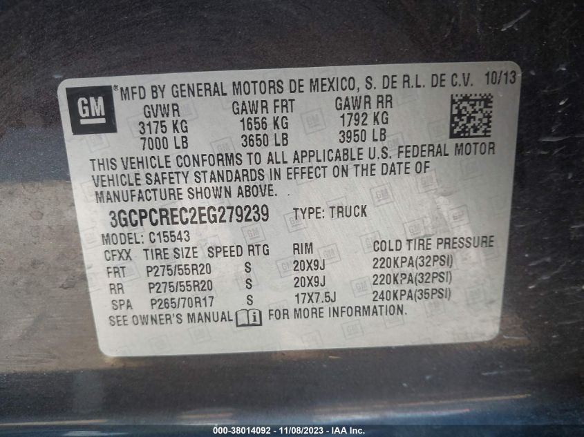 2014 CHEVROLET SILVERADO 1500 1LT - 3GCPCREC2EG279239