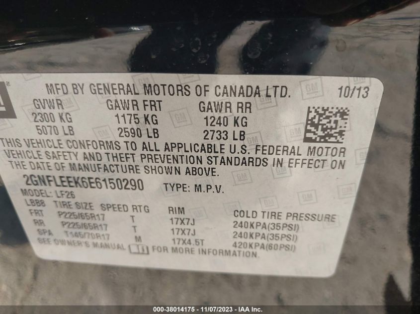 2014 CHEVROLET EQUINOX LS - 2GNFLEEK6E6150290