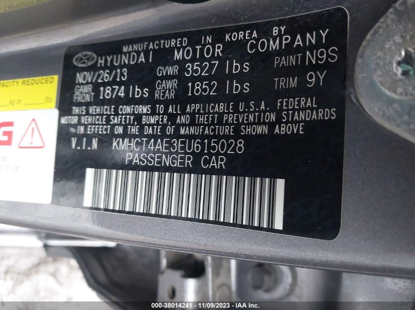 2014 HYUNDAI ACCENT GLS - KMHCT4AE3EU615028