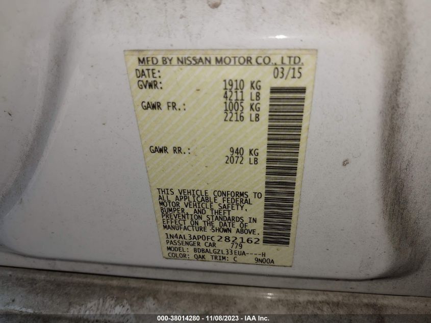 2015 NISSAN ALTIMA 2.5 S - 1N4AL3AP0FC282162