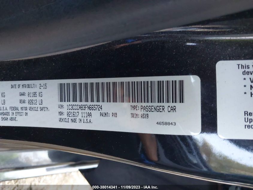 2015 CHRYSLER 200 LIMITED - 1C3CCCAB3FN665724