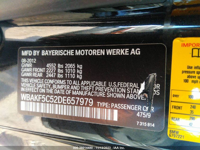 2013 BMW 328I XDRIVE - WBAKF5C52DE657979