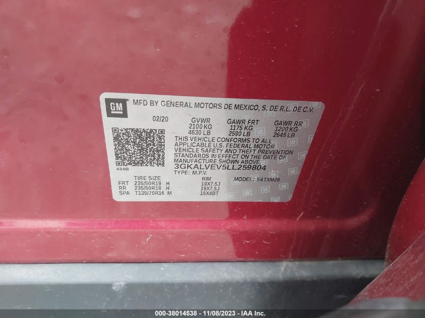 2020 GMC TERRAIN SLT - 3GKALVEV5LL259804