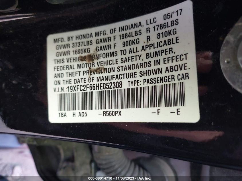 2017 HONDA CIVIC LX - 19XFC2F66HE052308