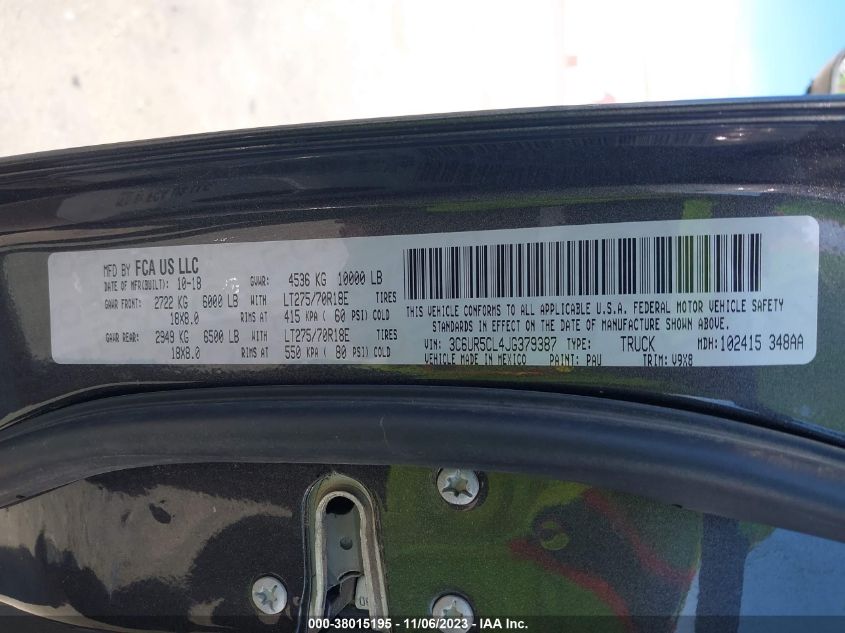 2018 RAM 2500 TRADESMAN 3C6UR5CL4JG379387