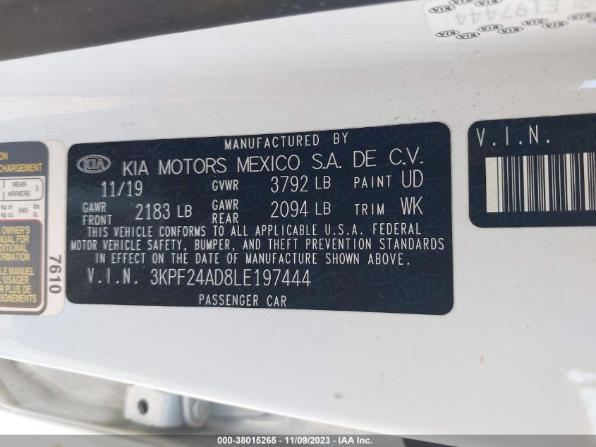 2020 KIA FORTE FE/LXS - 3KPF24AD8LE197444
