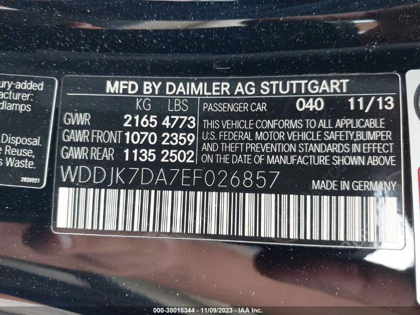 2014 MERCEDES-BENZ SL 550 WDDJK7DA7EF026857