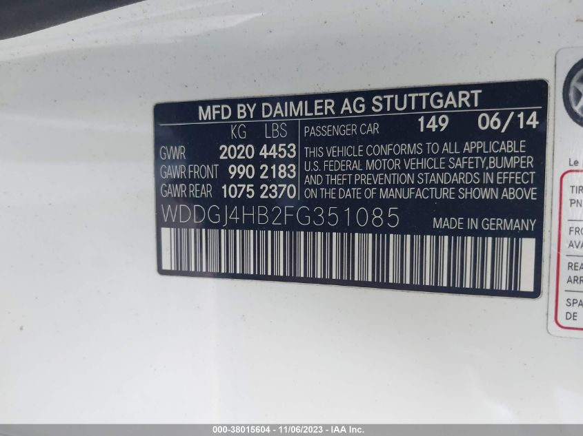 2015 MERCEDES-BENZ C 250 - WDDGJ4HB2FG351085