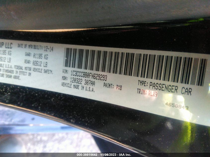 2015 CHRYSLER 200 S - 1C3CCCBB0FN629293