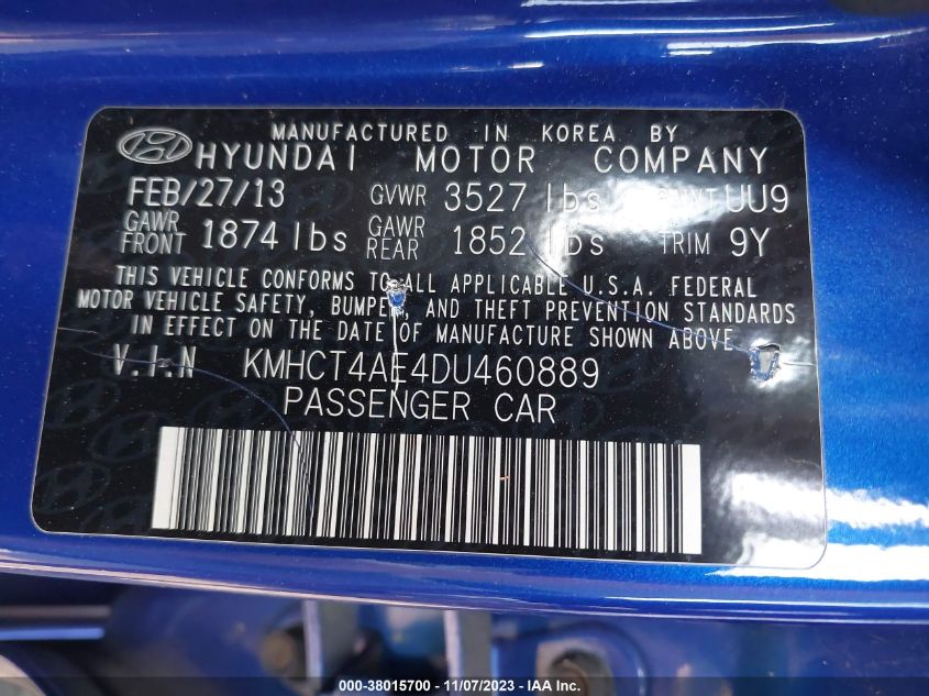 2013 HYUNDAI ACCENT GLS/GS - KMHCT4AE4DU460889