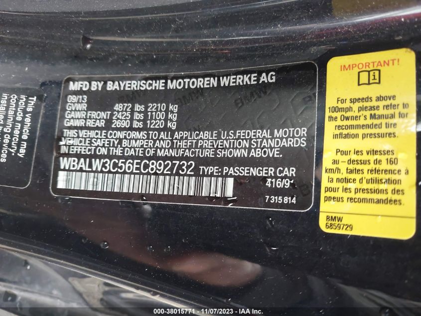 2014 BMW 640I - WBALW3C56EC892732