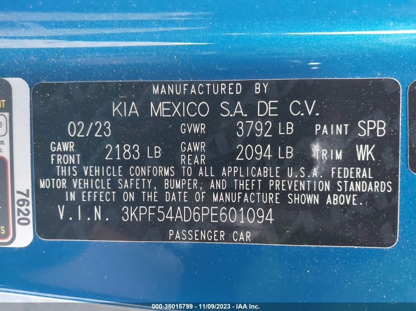 2023 KIA FORTE GT LINE - 3KPF54AD6PE601094