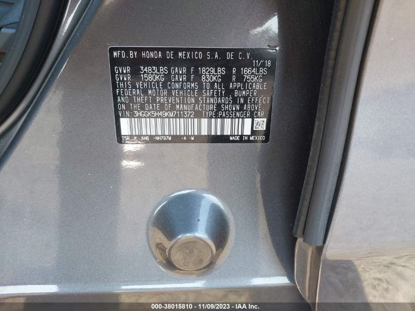 2019 HONDA FIT LX - 3HGGK5H49KM711372