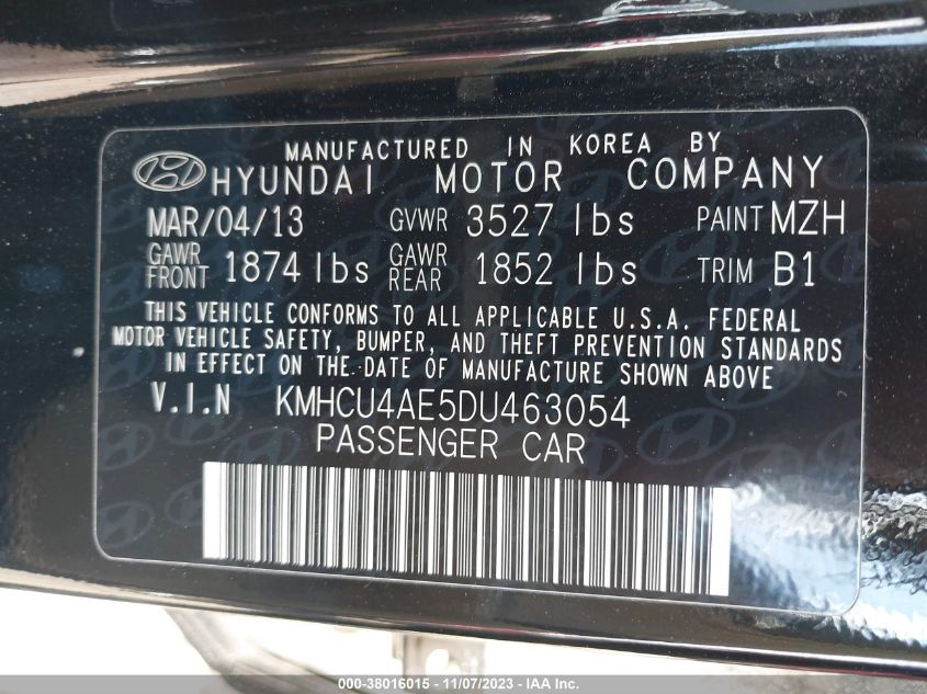 2013 HYUNDAI ACCENT GLS/SE - KMHCU4AE5DU463054