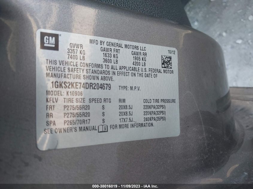 2013 GMC YUKON XL 1500 SLT 1GKS2KE74DR204679