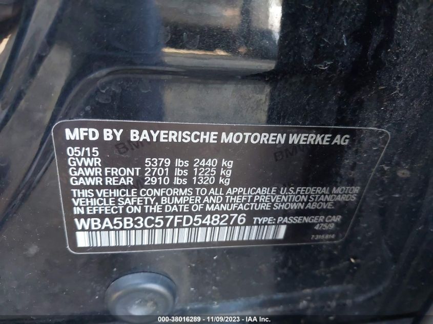 2015 BMW 535I XDRIVE - WBA5B3C57FD548276