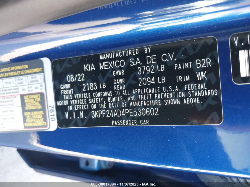 2023 KIA FORTE LX/LXS - 3KPF24AD4PE530602