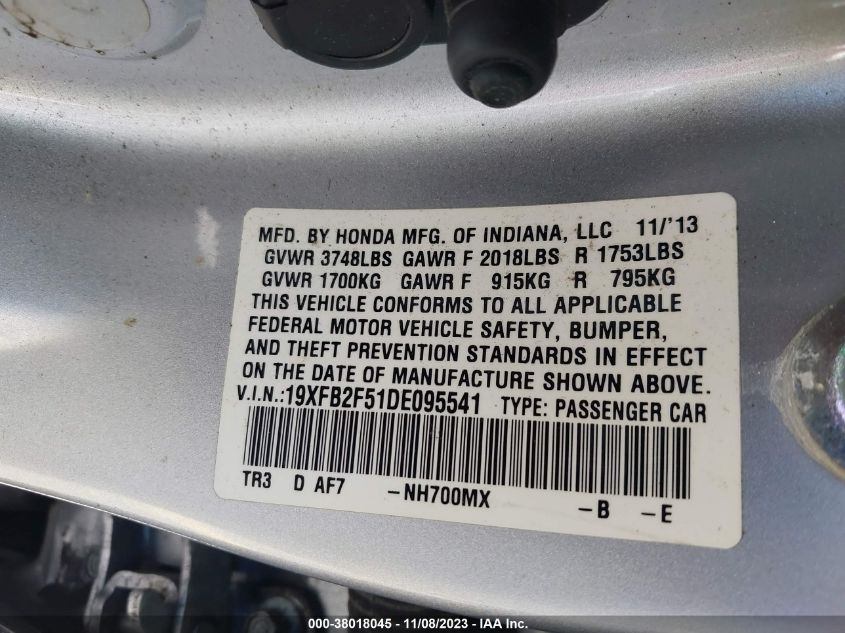 2013 HONDA CIVIC LX - 19XFB2F51DE095541