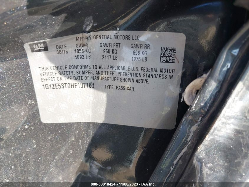 2017 CHEVROLET MALIBU LT - 1G1ZE5ST9HF107188