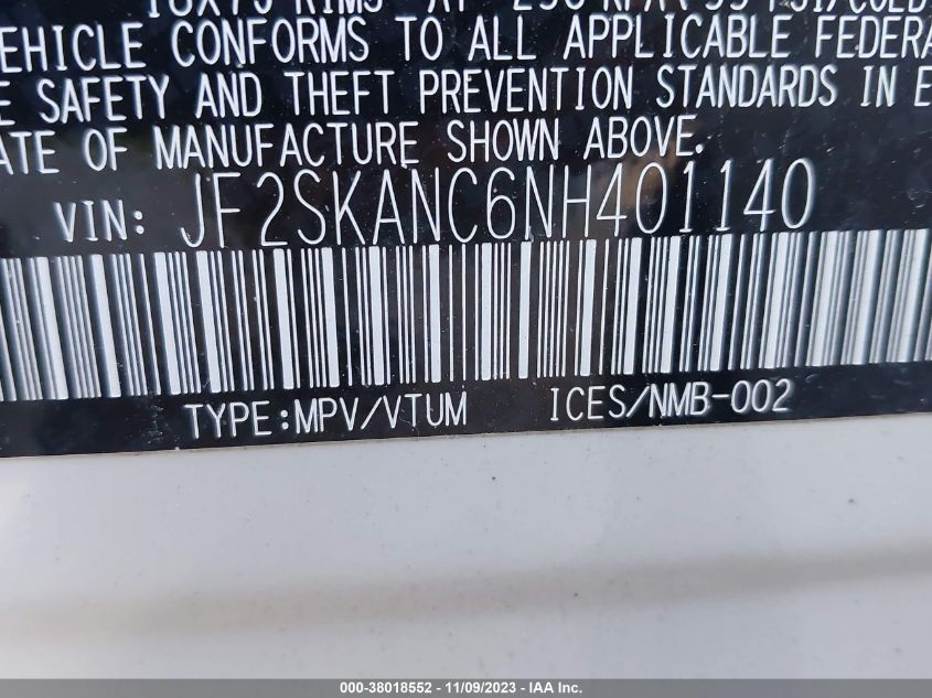 2022 SUBARU FORESTER LIMITED - JF2SKANC6NH401140