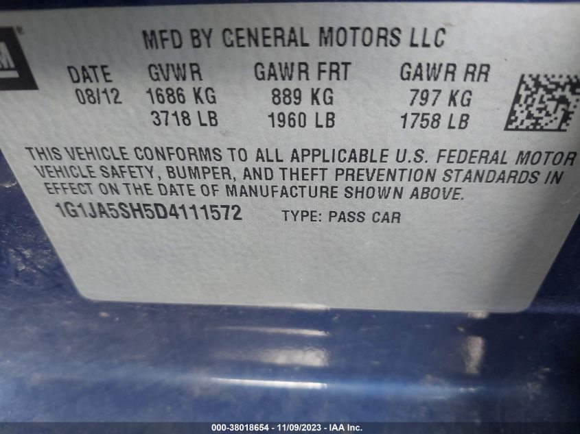 2013 CHEVROLET SONIC LS AUTO - 1G1JA5SH5D4111572