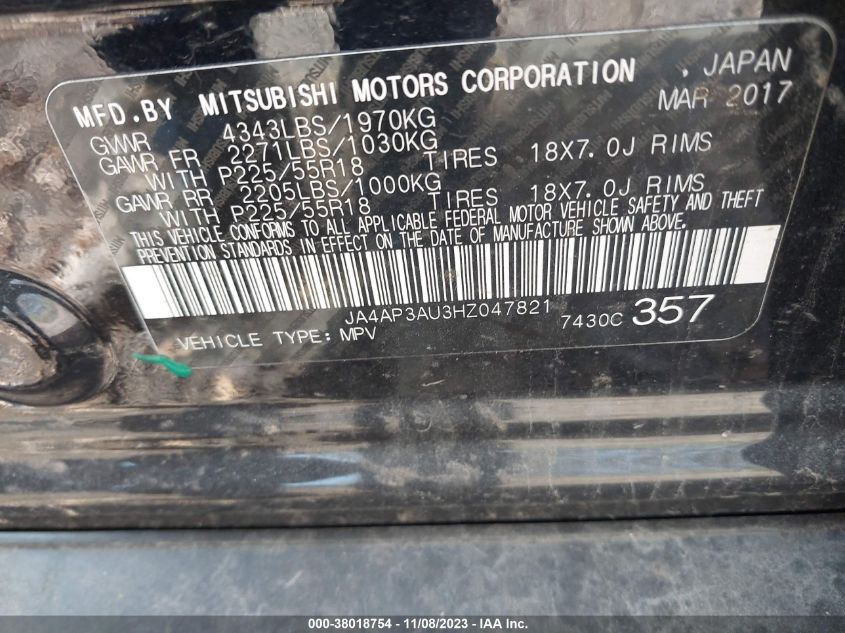 2017 MITSUBISHI OUTLANDER SPORT ES/SE - JA4AP3AU3HZ047821