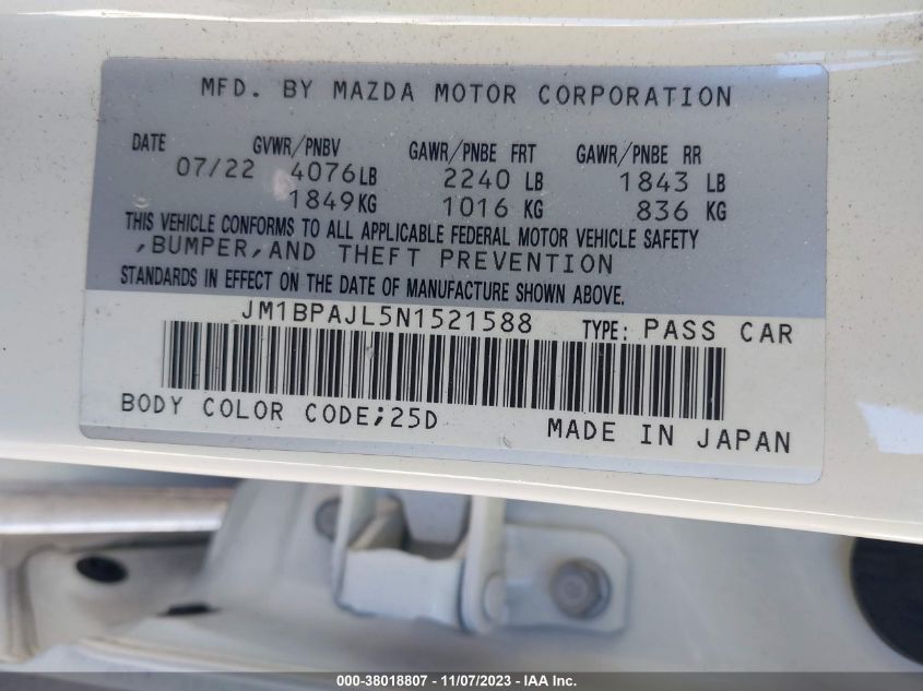 JM1BPAJL5N1521588 Mazda Mazda3 2.5 S 9