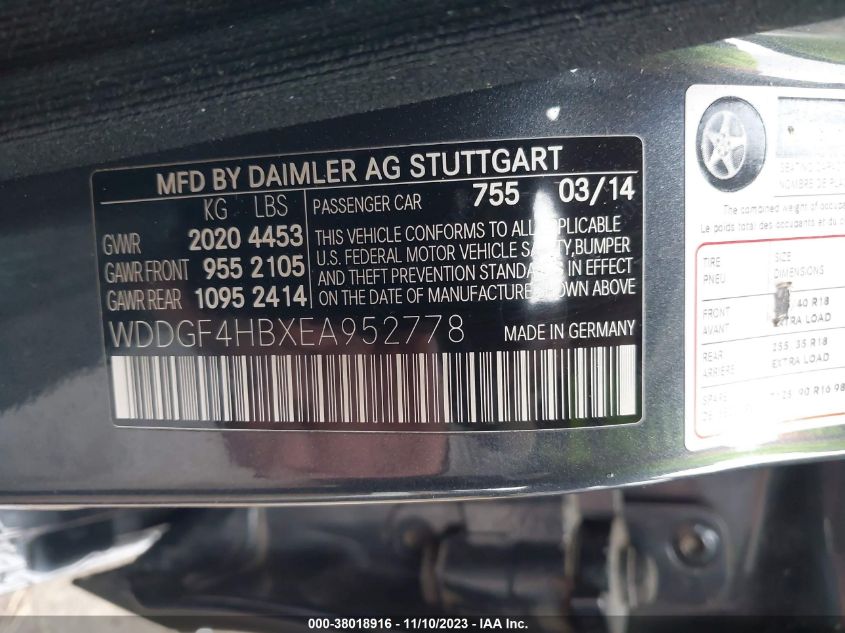 2014 MERCEDES-BENZ C 250 SPORT/LUXURY WDDGF4HBXEA952778