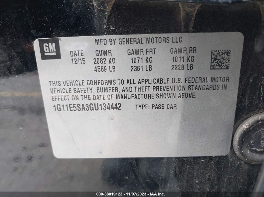 2016 CHEVROLET MALIBU LIMITED LTZ - 1G11E5SA3GU134442