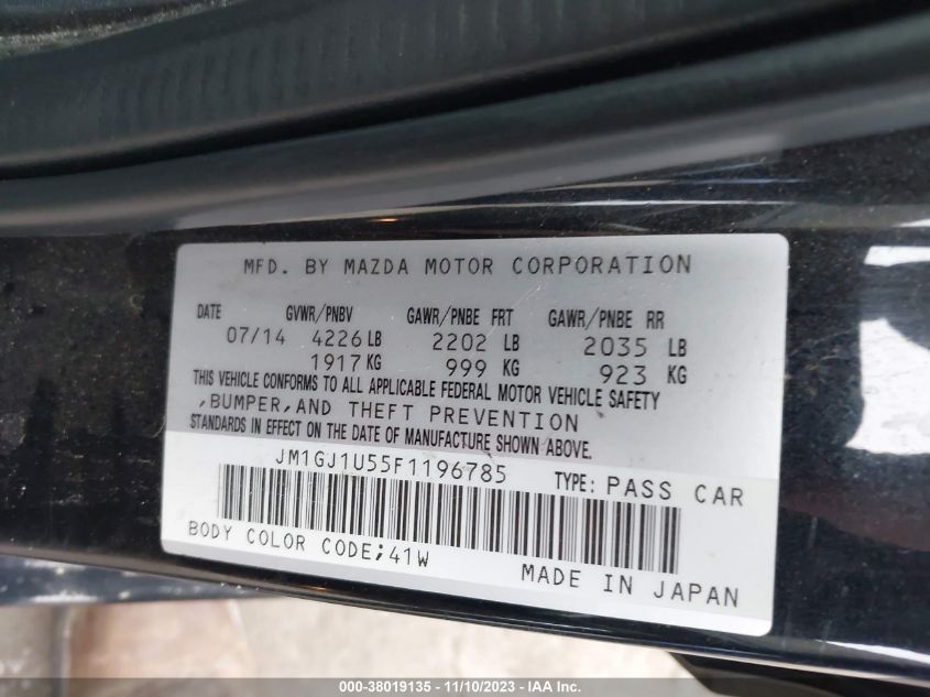 2015 MAZDA MAZDA6 I SPORT - JM1GJ1U55F1196785