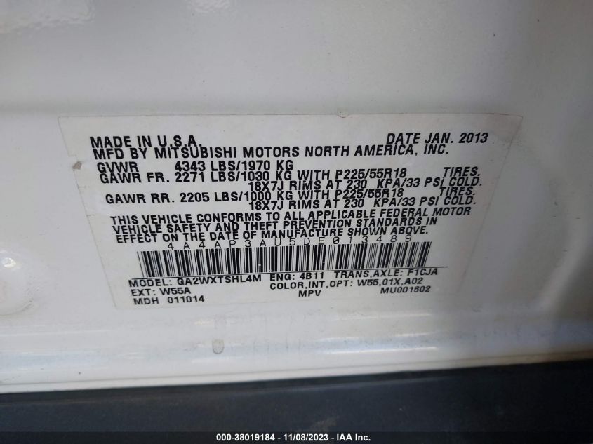 2013 MITSUBISHI OUTLANDER SPORT ES - 4A4AP3AU5DE013489