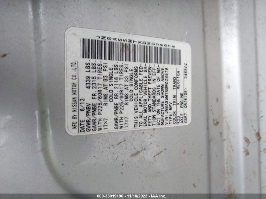 2013 NISSAN ROGUE SV - JN8AS5MTXDW028976