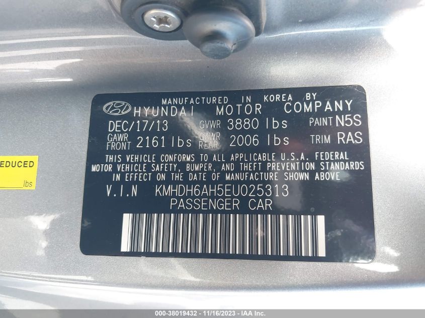 2014 HYUNDAI ELANTRA COUPE GS/SE KMHDH6AH5EU025313