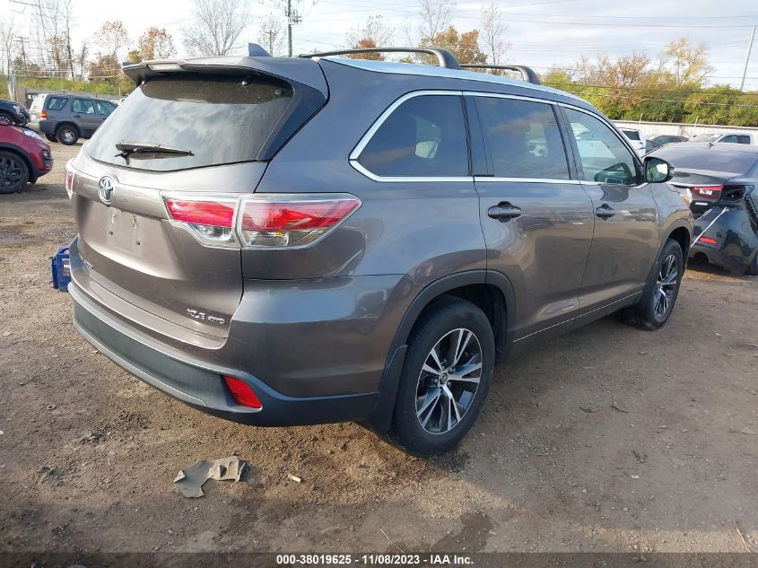 2016 TOYOTA HIGHLANDER XLE - 5TDJKRFH1GS248796