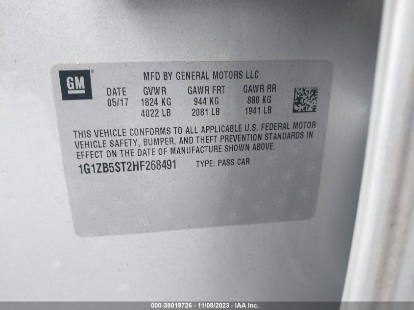 2017 CHEVROLET MALIBU LS - 1G1ZB5ST2HF268491