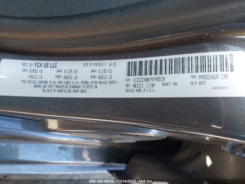 2015 CHRYSLER 200 LIMITED - 1C3CCCAB6FN749519